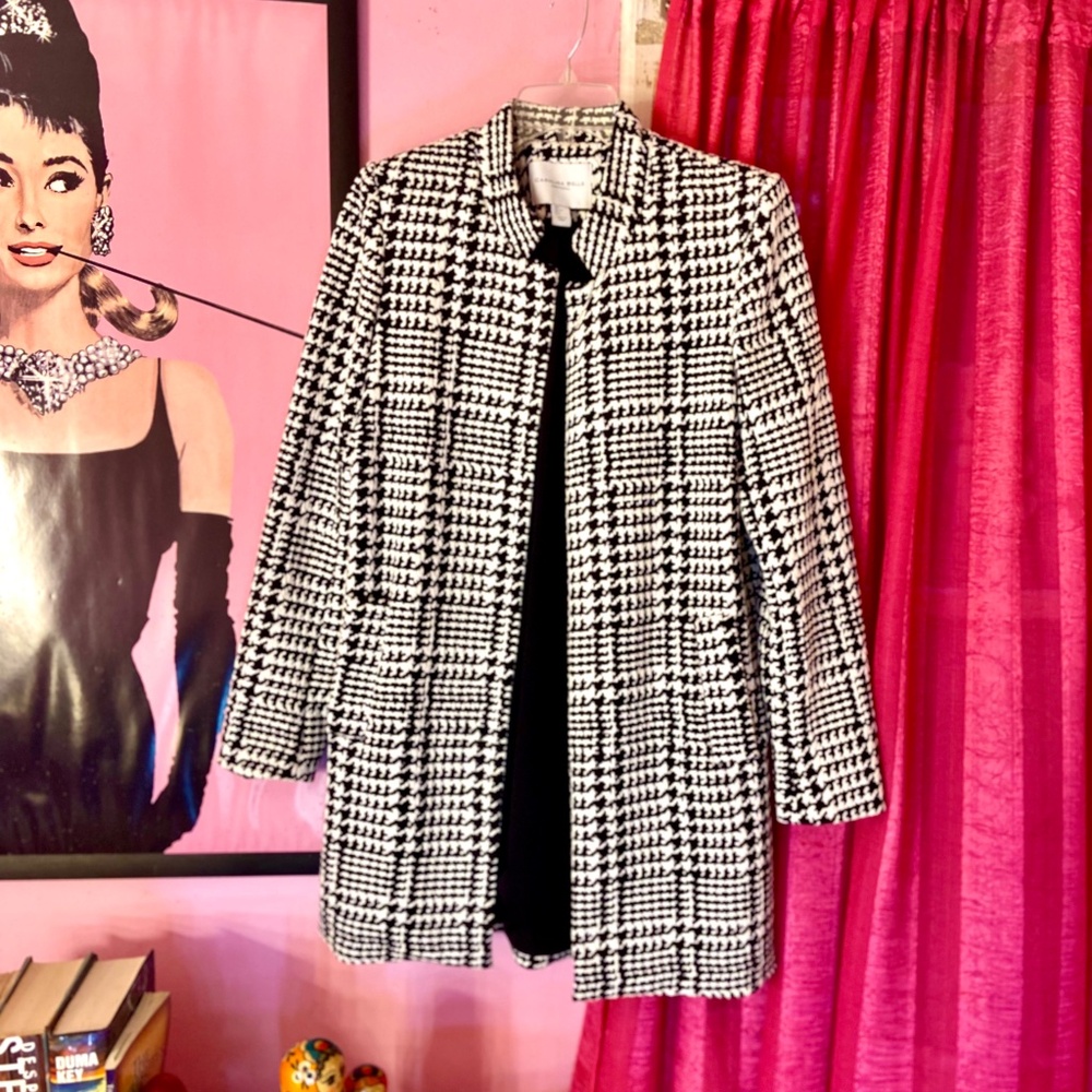 Y2K Vintage Carolina Belle Houndstooth Trenchcoat Shoulderpads Women’s Large